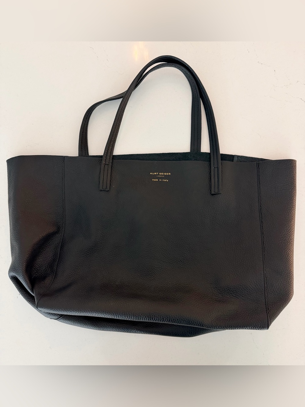 Kurt Geiger Black Pebbled Leather Tote